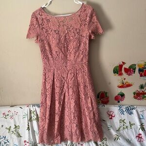 Women’s Pink Lace Fit-and-Flare Dress